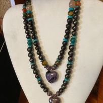 Charoite and Eudyalite heart custom necklaces $200